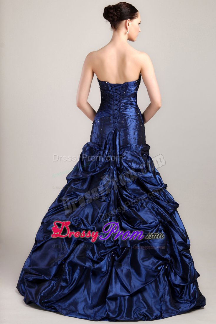 Sweetheart Navy Blue A-line Pick-ups Prom Formal Dress