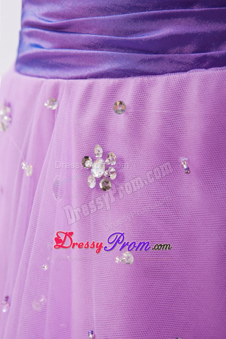 Lavender Princess Strapless Prom Dress Beading Floor-length