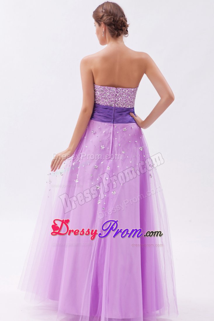 Lavender Princess Strapless Prom Dress Beading Floor-length