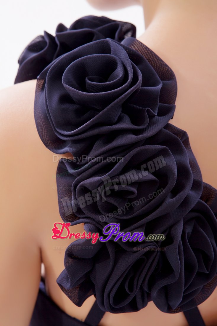 Beading Floor-length Black Empire One Shoulder Prom Dress