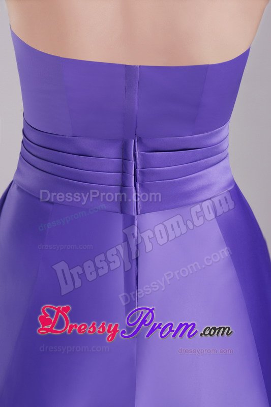 Purple A-line Strapless Knee-length Prom Graduation Dress
