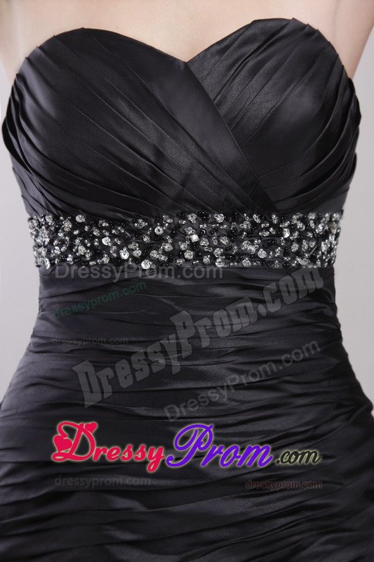 Beading Mermaid Sweetheart Black Court Train Debs Dress