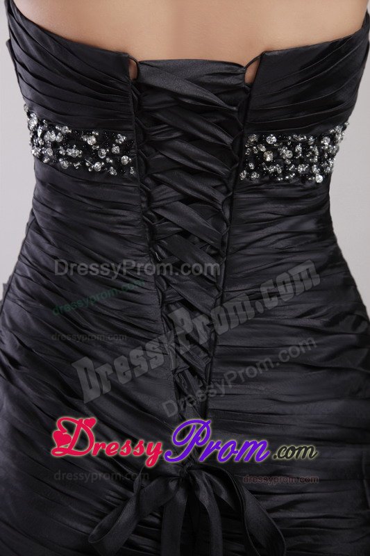 Beading Mermaid Sweetheart Black Court Train Debs Dress