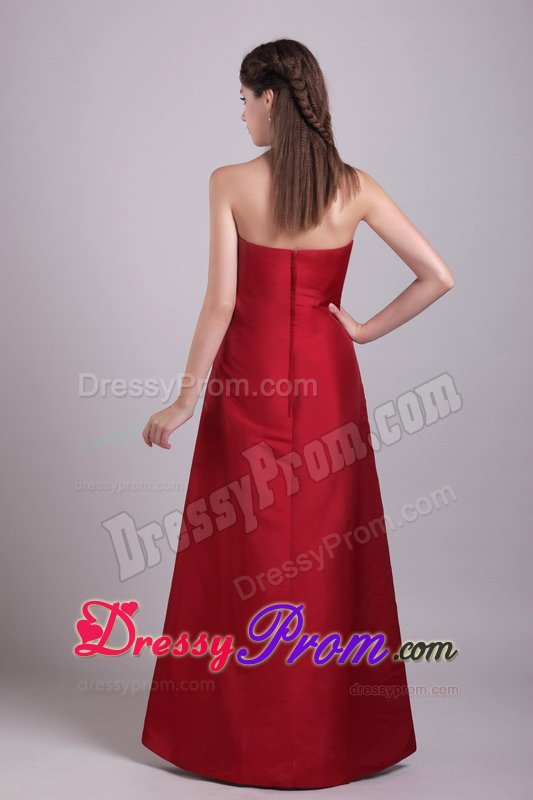 Wine Red Princess Ruched Sweetheart Floor-length Prom Attire