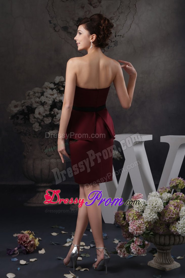 Beaded Mini-length Flouncing Prom Celebrity Dress in Wine Red