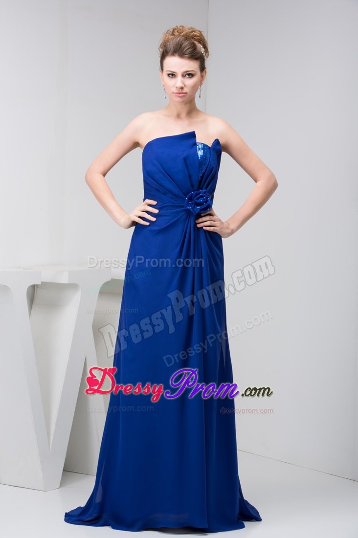 Ruched Slot Strapless Prom Dresses in Royal Blue at Belleville