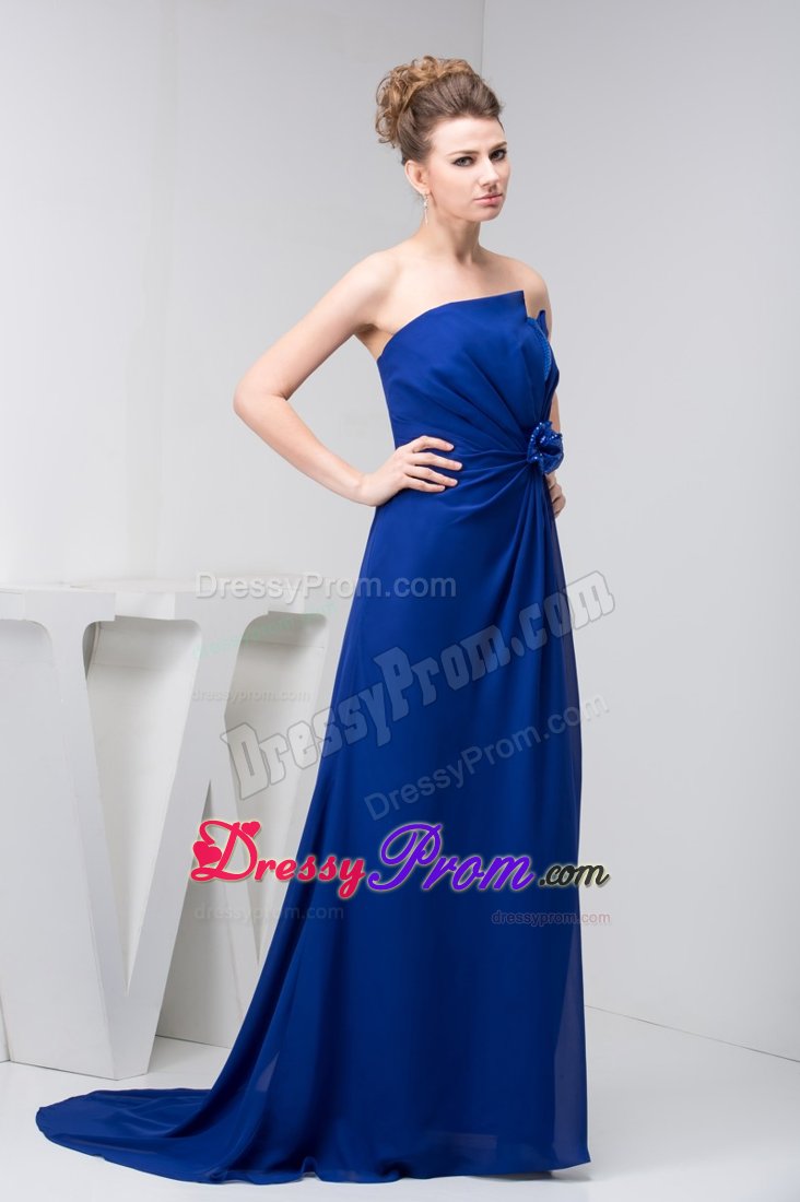Ruched Slot Strapless Prom Dresses in Royal Blue at Belleville