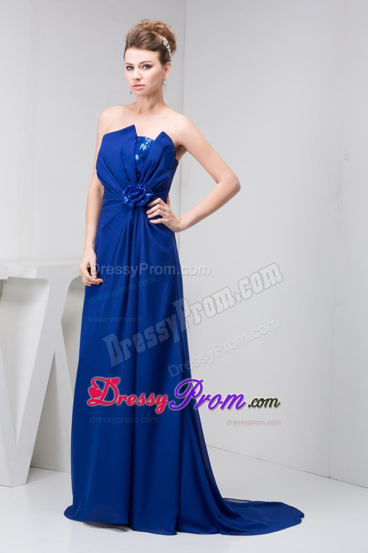 Ruched Slot Strapless Prom Dresses in Royal Blue at Belleville