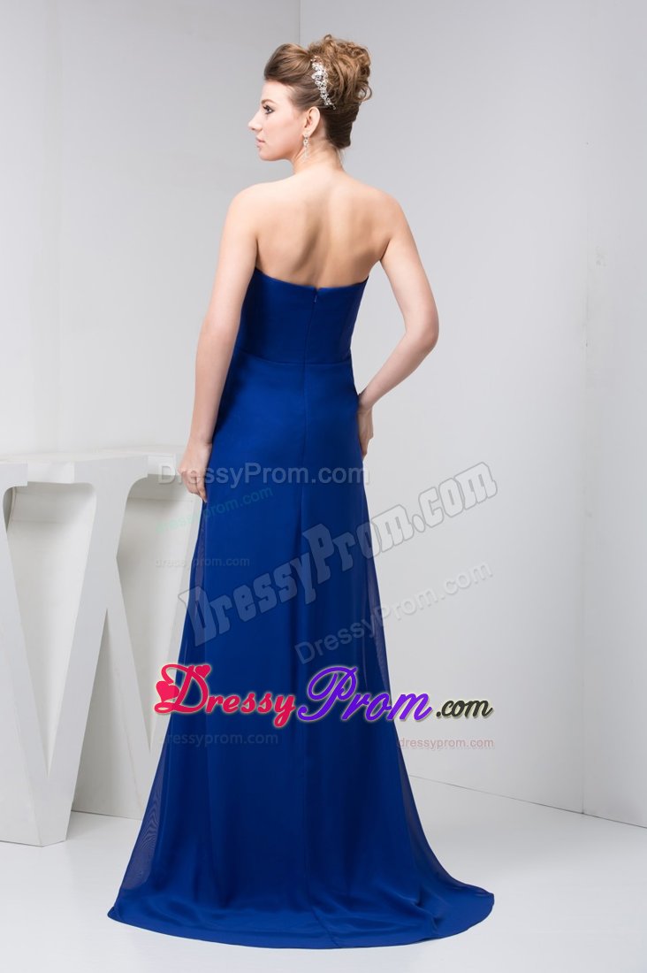 Ruched Slot Strapless Prom Dresses in Royal Blue at Belleville