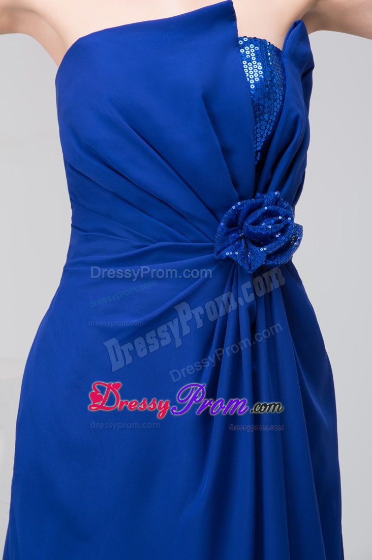 Ruched Slot Strapless Prom Dresses in Royal Blue at Belleville