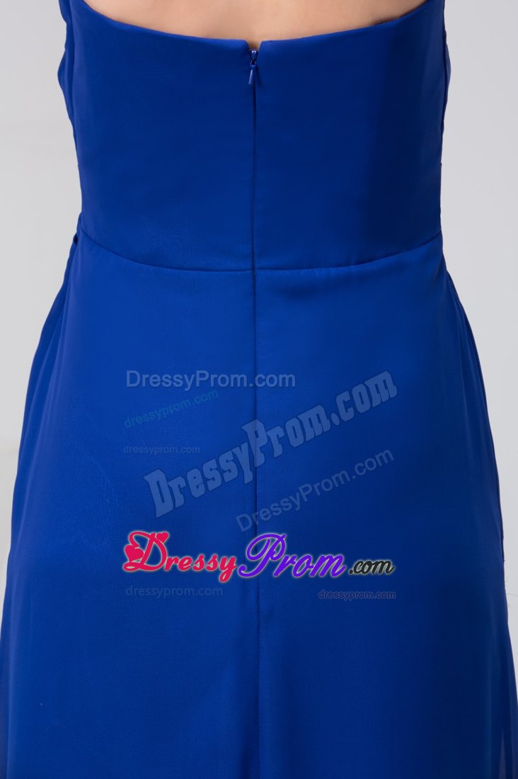 Ruched Slot Strapless Prom Dresses in Royal Blue at Belleville