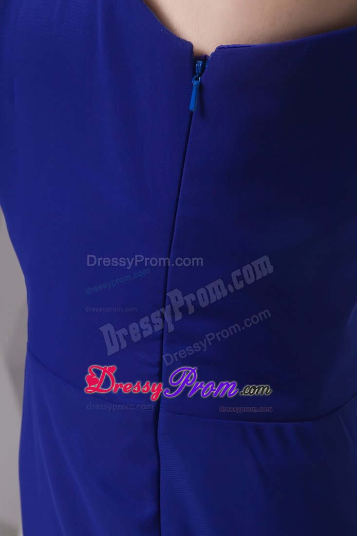 Single Shoulder Floor-length Royal Prom Gown with Side Slit