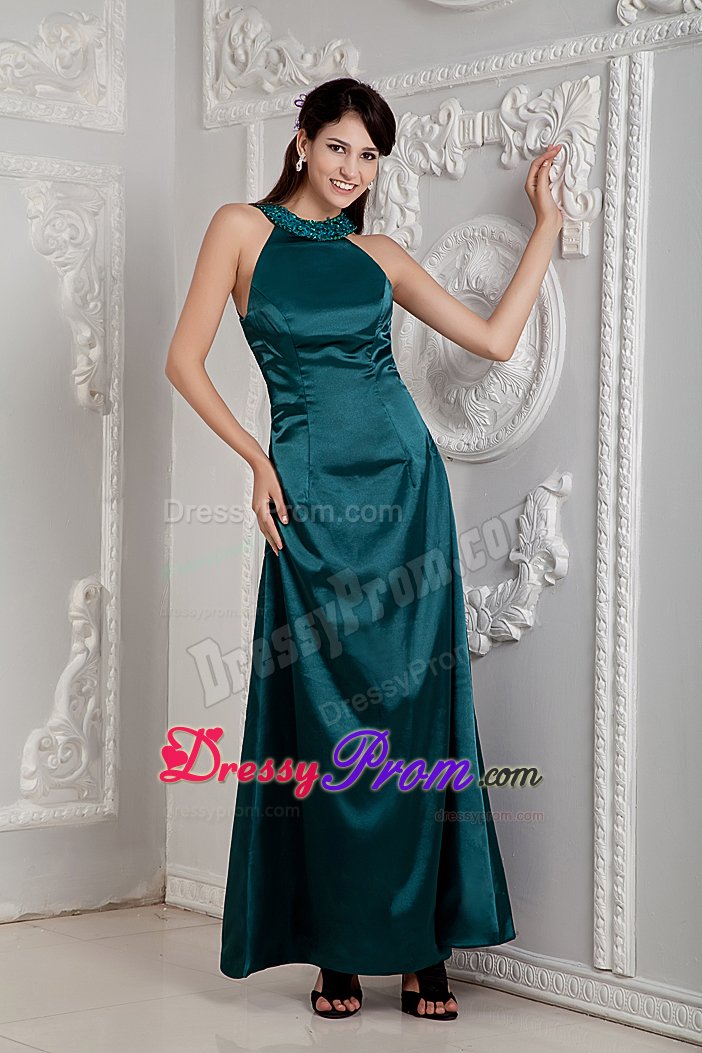 Scoop Neck Ankle-Length Beaded Grey Prom Dress Wholesale