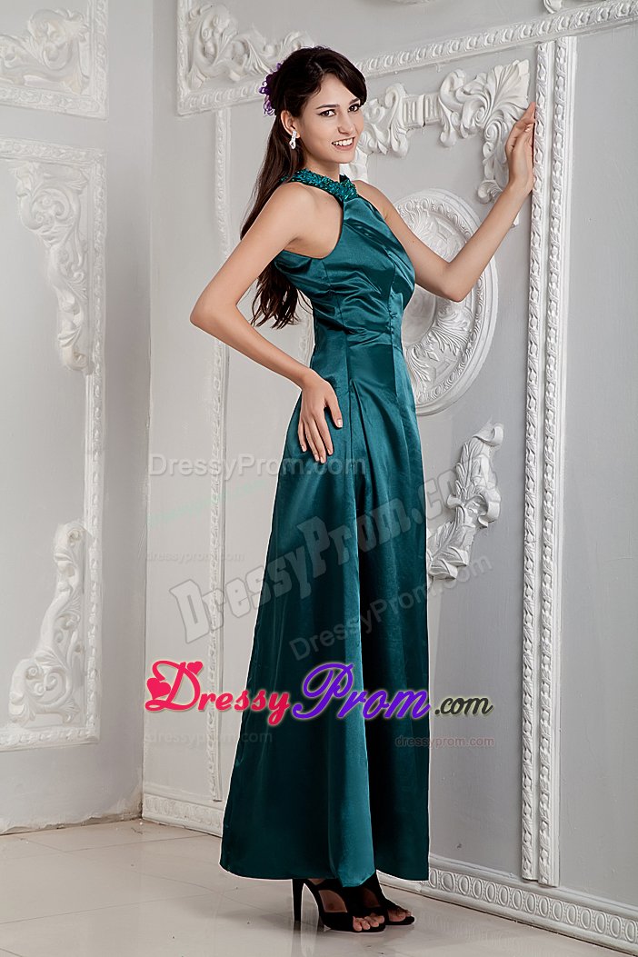 Scoop Neck Ankle-Length Beaded Grey Prom Dress Wholesale
