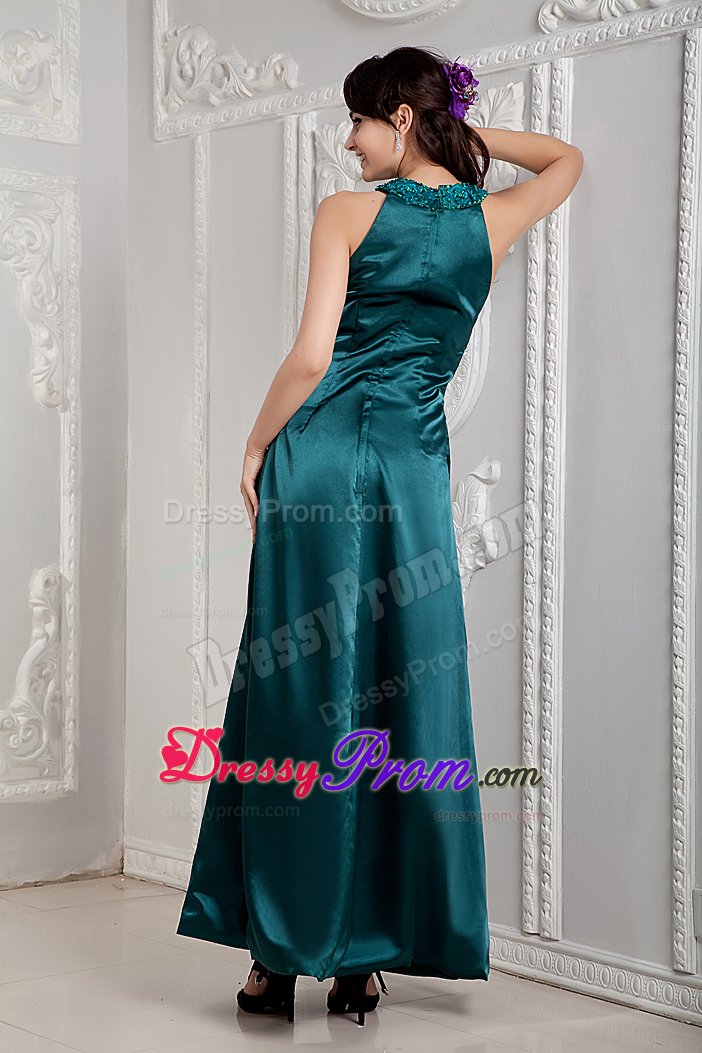 Scoop Neck Ankle-Length Beaded Grey Prom Dress Wholesale