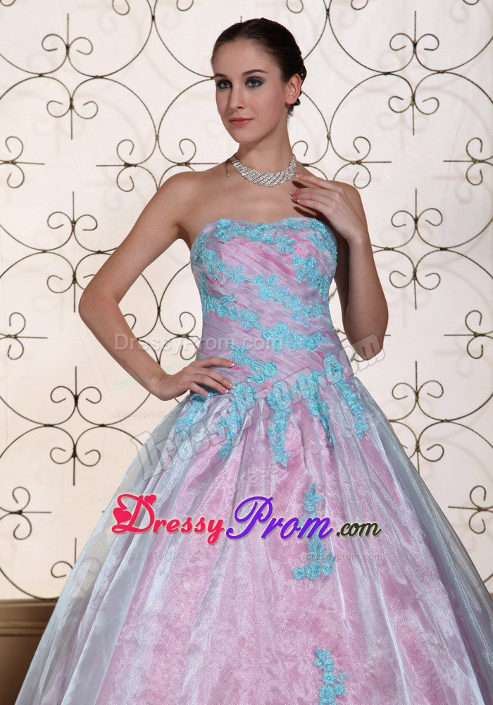 fort Collins CO Light Blue a Line Appliqued Quinceanera Gowns