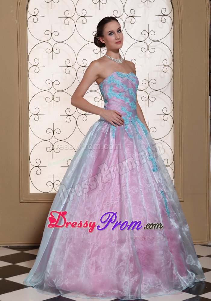 fort Collins CO Light Blue a Line Appliqued Quinceanera Gowns