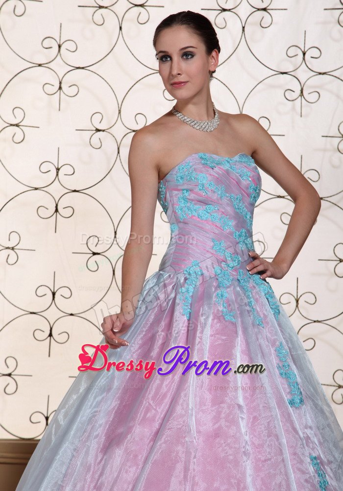 fort Collins CO Light Blue a Line Appliqued Quinceanera Gowns
