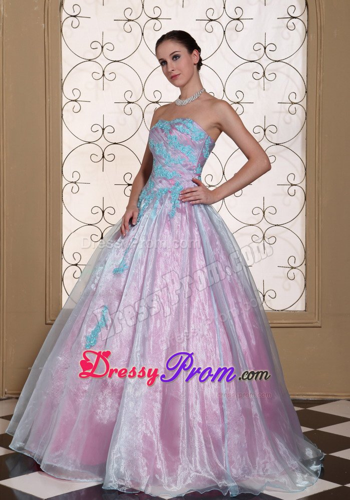 fort Collins CO Light Blue a Line Appliqued Quinceanera Gowns