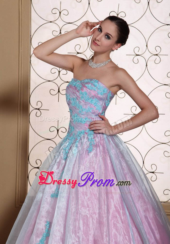 fort Collins CO Light Blue a Line Appliqued Quinceanera Gowns