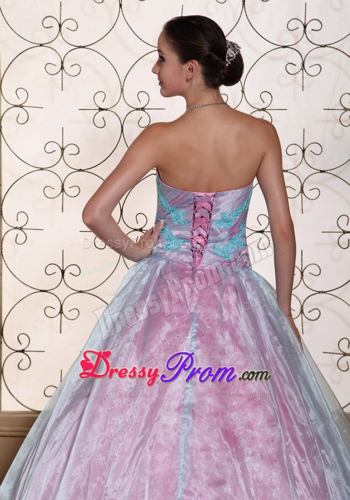 fort Collins CO Light Blue a Line Appliqued Quinceanera Gowns