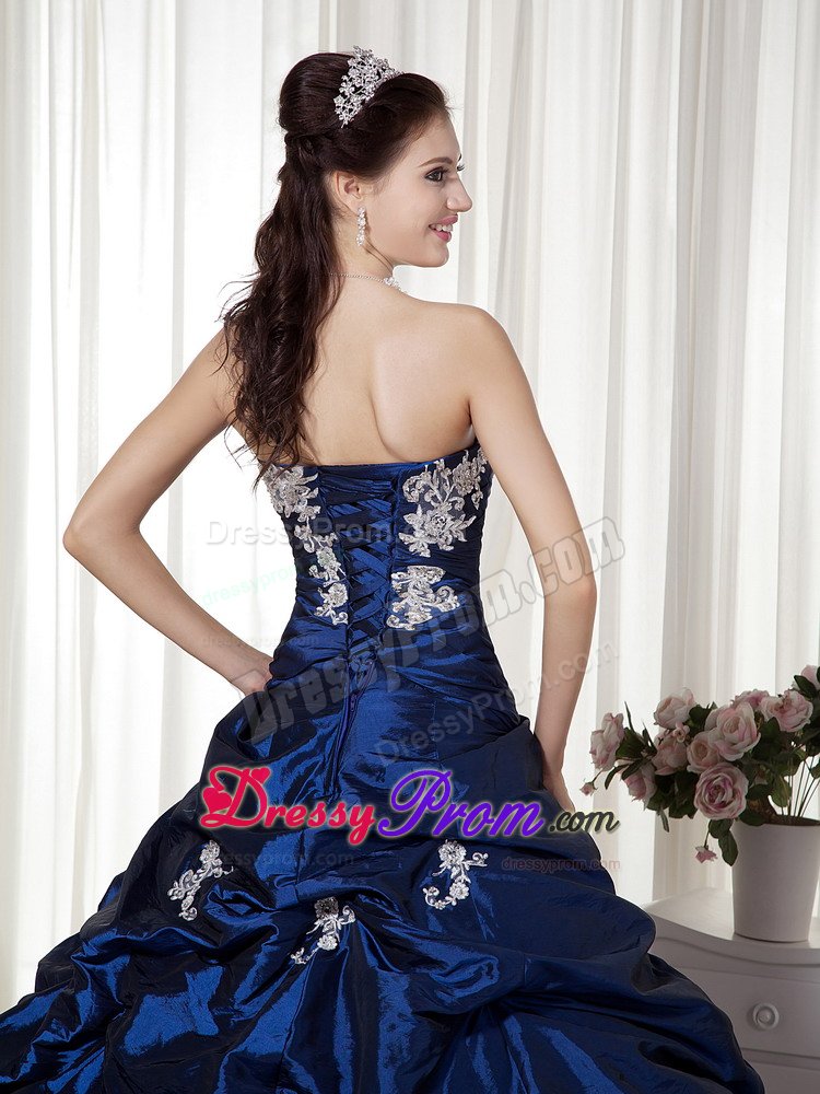 Appliques and Pick ups Accent Quinceanera Gowns in Royal Blue