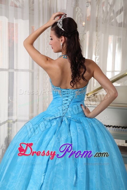 Englewood CO Appliqued Oranza Quinceanera Gowns in Baby Blue