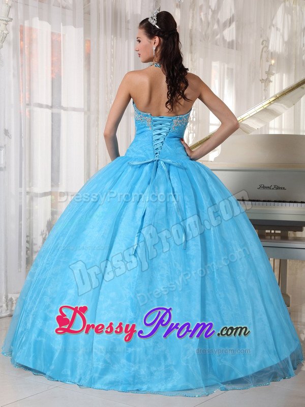 Englewood CO Appliqued Oranza Quinceanera Gowns in Baby Blue