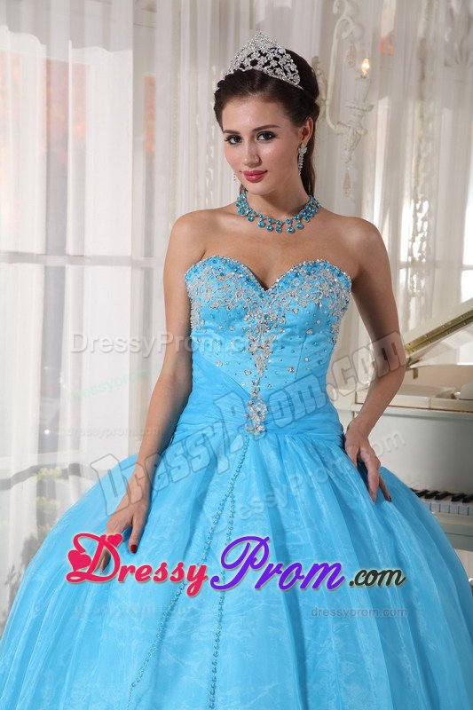Englewood CO Appliqued Oranza Quinceanera Gowns in Baby Blue