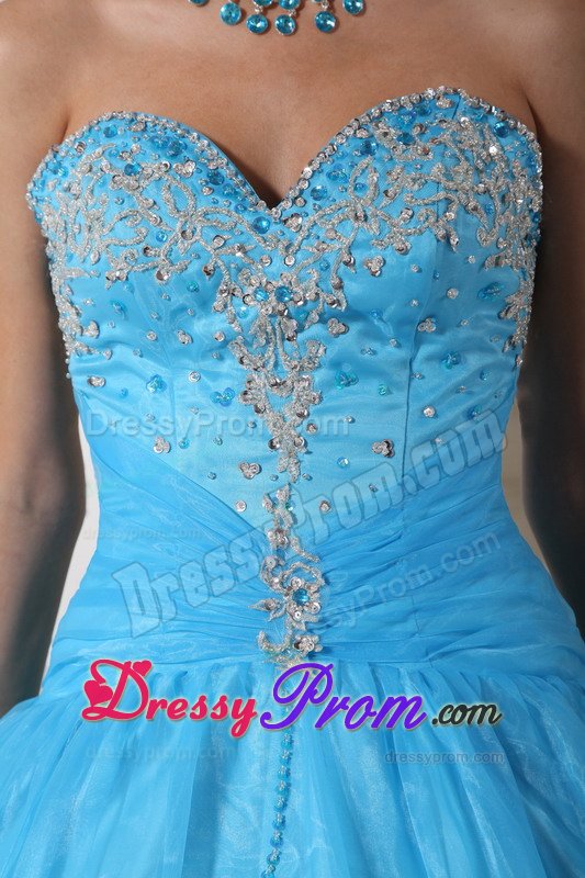 Englewood CO Appliqued Oranza Quinceanera Gowns in Baby Blue