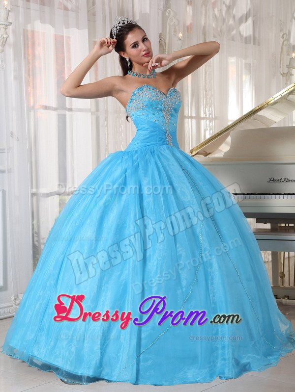 Englewood CO Appliqued Oranza Quinceanera Gowns in Baby Blue