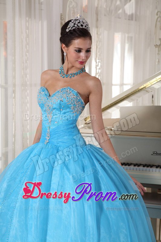 Englewood CO Appliqued Oranza Quinceanera Gowns in Baby Blue