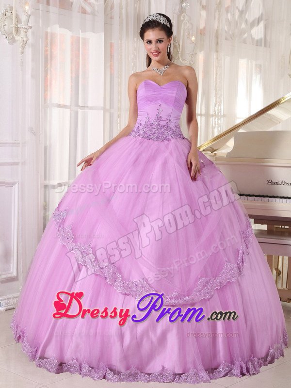 Appliques Accent Tulle Quinceanera Gown Dresses in Lavender