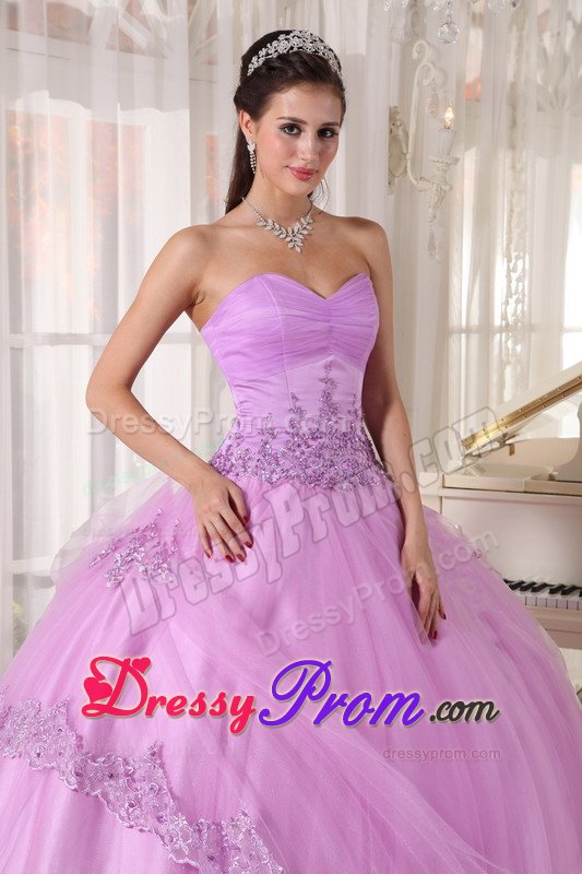 Appliques Accent Tulle Quinceanera Gown Dresses in Lavender