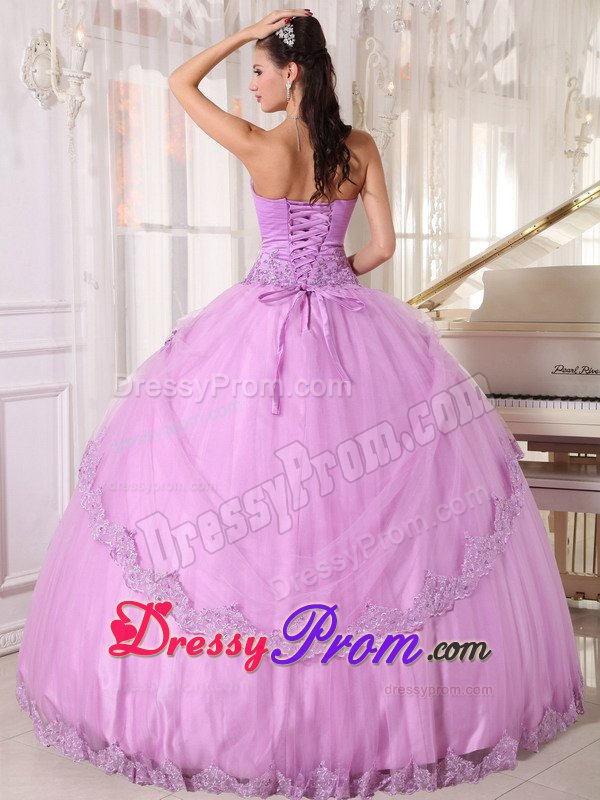 Appliques Accent Tulle Quinceanera Gown Dresses in Lavender