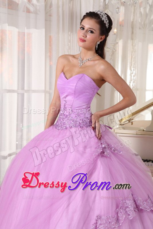 Appliques Accent Tulle Quinceanera Gown Dresses in Lavender