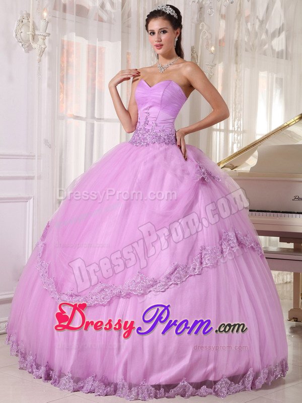 Appliques Accent Tulle Quinceanera Gown Dresses in Lavender