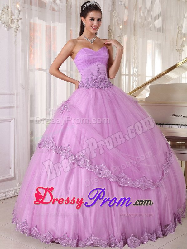 Appliques Accent Tulle Quinceanera Gown Dresses in Lavender