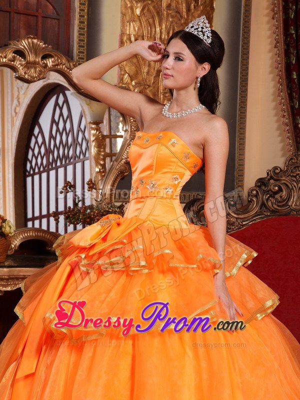 Westlake Village CA Bowknot Beading Accent Orange Quince Dress