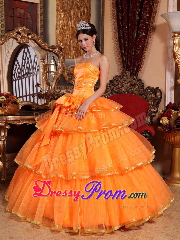 Westlake Village CA Bowknot Beading Accent Orange Quince Dress