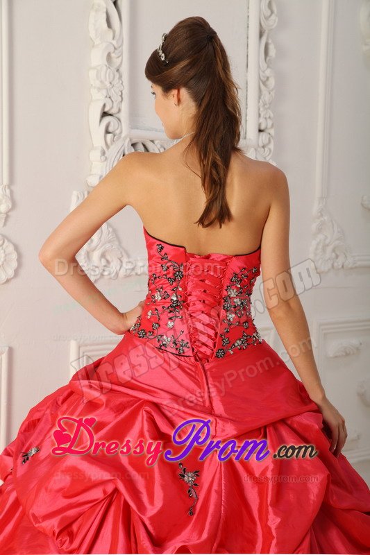 Watsonville CA Red Quinceanera Dress with Appliques and Pick ups