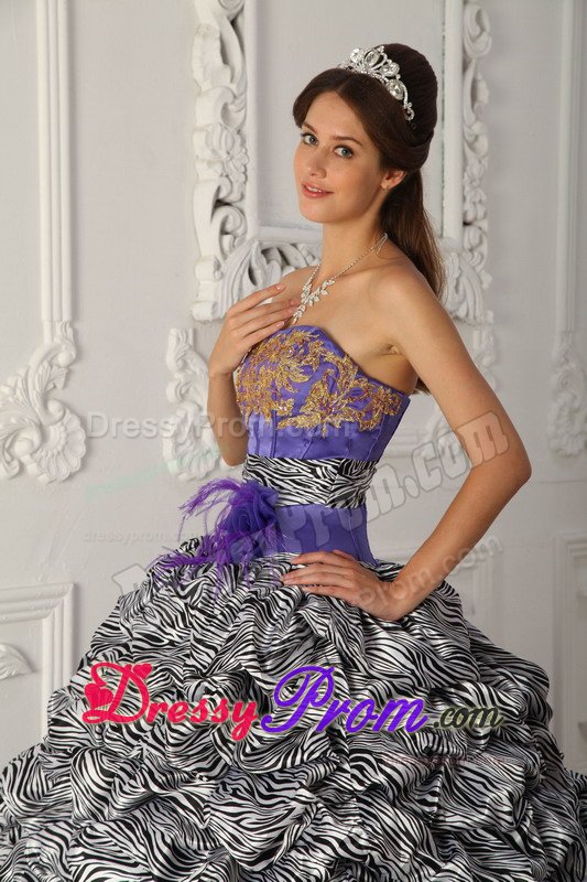 Appliqued Lavender Organza Quinceanera Dresses with Zebra Print