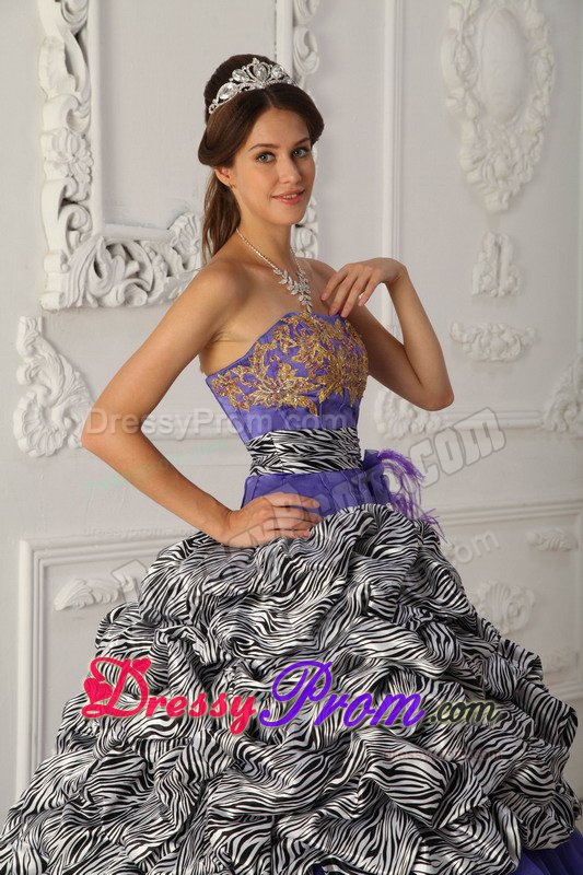 Appliqued Lavender Organza Quinceanera Dresses with Zebra Print