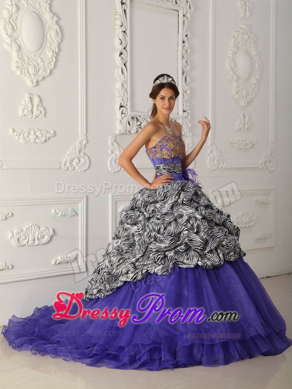 Appliqued Lavender Organza Quinceanera Dresses with Zebra Print