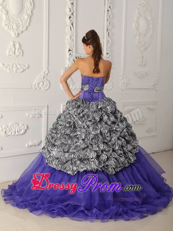 Appliqued Lavender Organza Quinceanera Dresses with Zebra Print