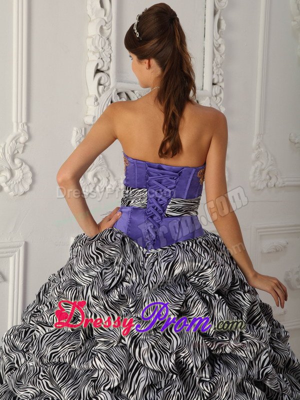 Appliqued Lavender Organza Quinceanera Dresses with Zebra Print