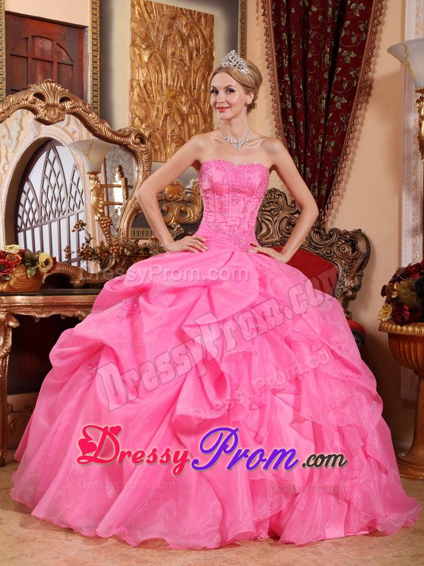 Beading and Pick ups Accent Sweet Sixteen Dresses in Rose Pink