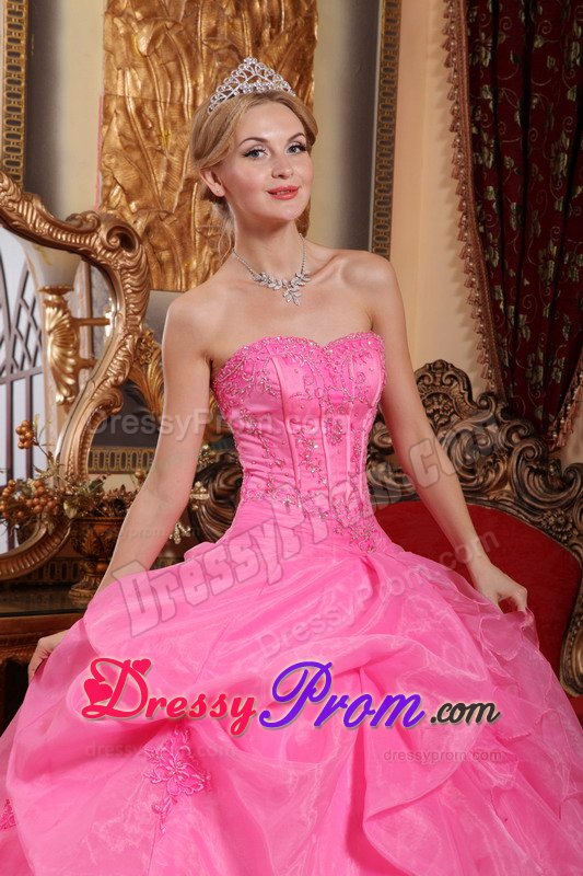 Beading and Pick ups Accent Sweet Sixteen Dresses in Rose Pink