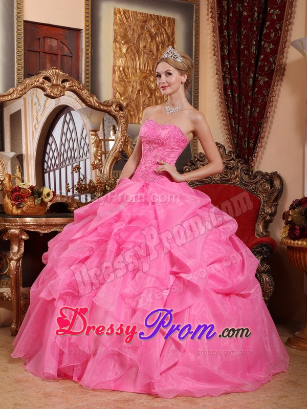 Beading and Pick ups Accent Sweet Sixteen Dresses in Rose Pink