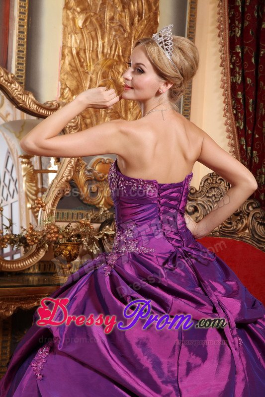 Vista CA Appliqued Sweet Sixteen Dresses in Eggplant Purple